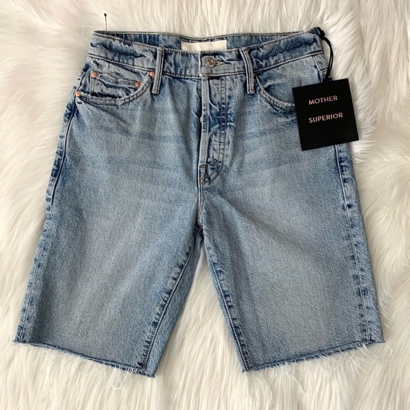MOTHER Trickster Fray Bermuda Denim Shorts in WIN SOME LOSE SOME SIZE 24 NWT - Picture 15 of 15